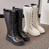 Girls Long Boots Children Knee-High Fashion Motorcycle Boots Rubber Soft Platform for Princess Kids High Boots Classic Winter