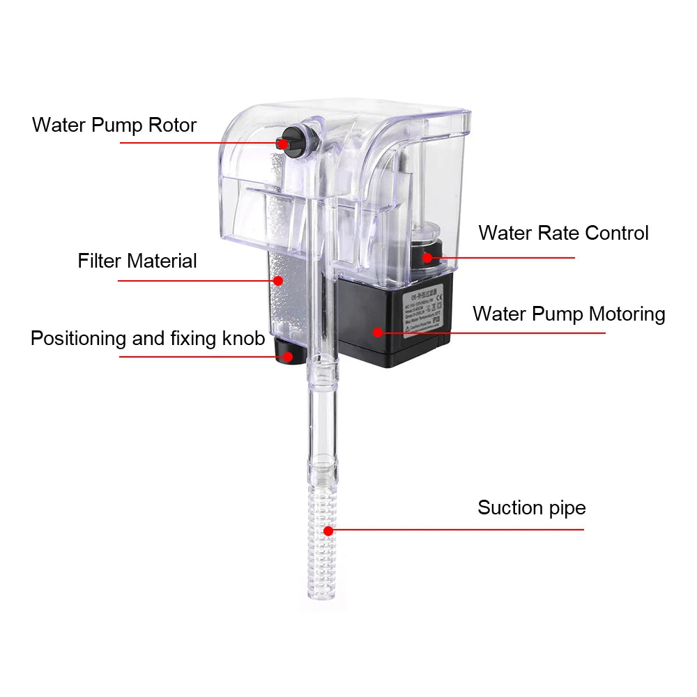 Purificador de agua sumergible con oxígeno, minibomba de agua, filtro para acuario, 250 l/h, enchufe UE/EE. UU., accesorios para acuario.