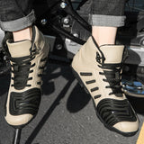 Men's Leather Upper Mountain Racing Locomotive Shoes Cool Off-Road Motorcycle Boots with Low-Cut Protection and Anti-Collision
