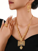 Dubai Jewelry Sets Creative Necklace Charm Bridal Bracelet Earrings for Women Ring Wedding Accessories