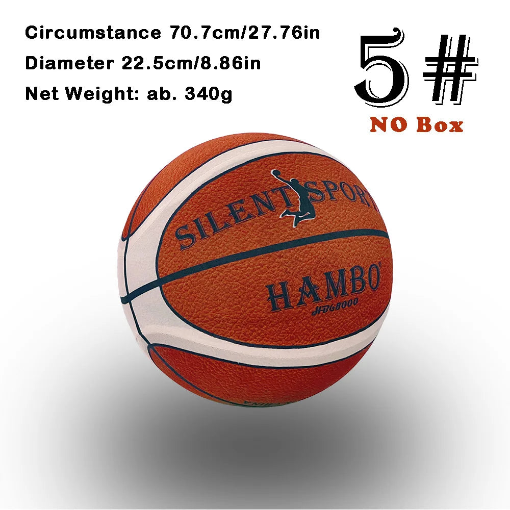 Mute Bouncing Basketball w/ Cover Men Size 7#(29.6in) Women Size 6#(28.9in) Children Indoor Silent PU Foam Ball Quietly Dribble