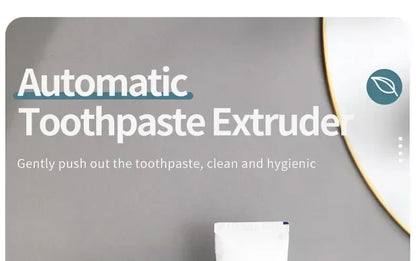 1 dispensador de pasta de dientes, accesorio de baño, exprimidor de pasta de dientes de pared, soporte para cepillo de dientes.