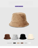 Winter Rabbit Plush Fisherman Hats for Women Girl Bucket Hat Windproof Leopard Soft Faux Fur Wide Brim Lady Women Artist Cap