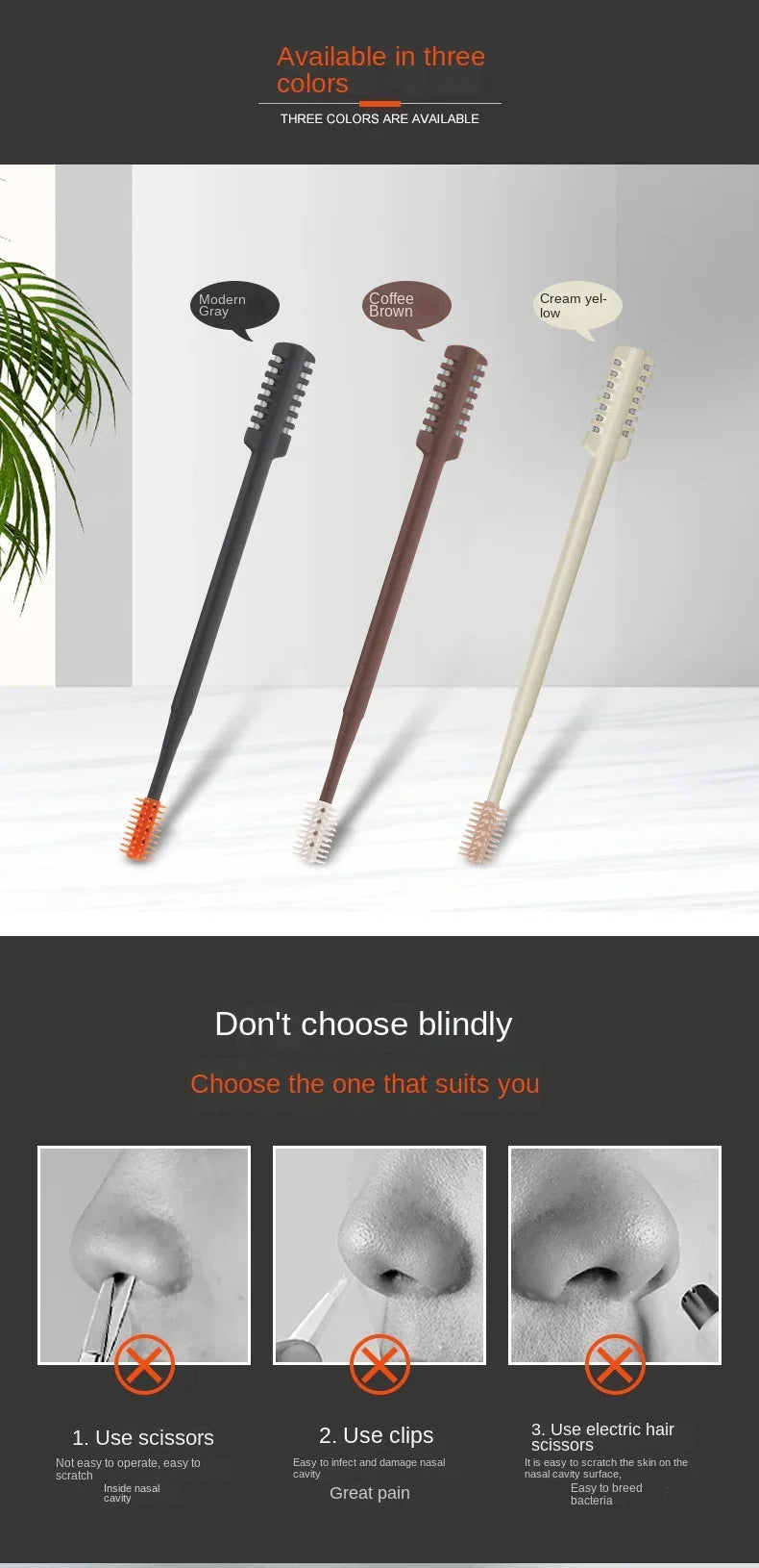 3pcs Portable Manual Nose Hair Trimmer Washable For Men And Women With Storage Box Waterproof Double Head Nose Hair Removal