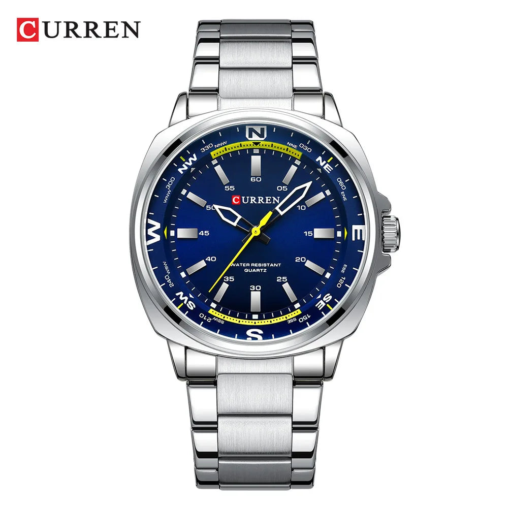 CURREN 8455 Men's Quartz Watch Large Dial Waterproof Stainless Steel Strap Casual Business Elegant Watches for Men Reloj Hombre