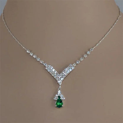 Collar de mujer con incrustaciones de circonita y gotas de agua de colores azul, verde y rojo, accesorios de moda