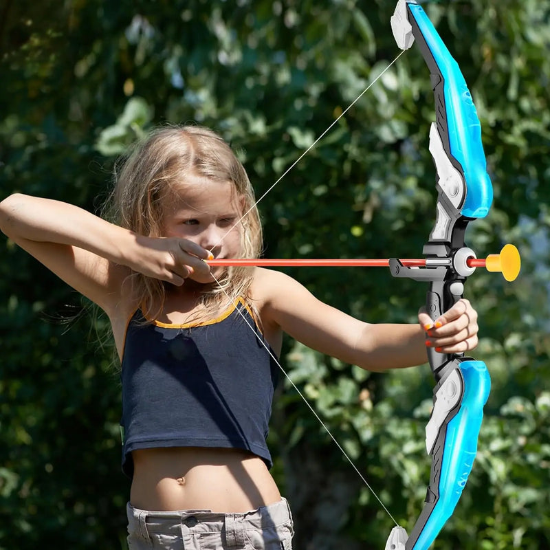 LED Light Up Bow and Arrow Set for Kids, Archery Toys, Ages 4-8-12, with 10 Suction Cup Arrows, Target and Quiver, Boys 