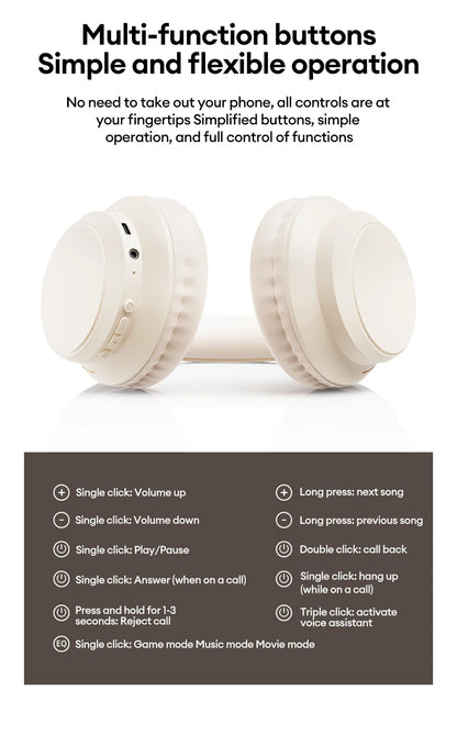 Lenovo TH11 Over-Ear Headsets Bluetooth 5.4 HI-FI Stereo Noise Cancelling Headphones Wireless Wired Gaming Earphones Comfortable