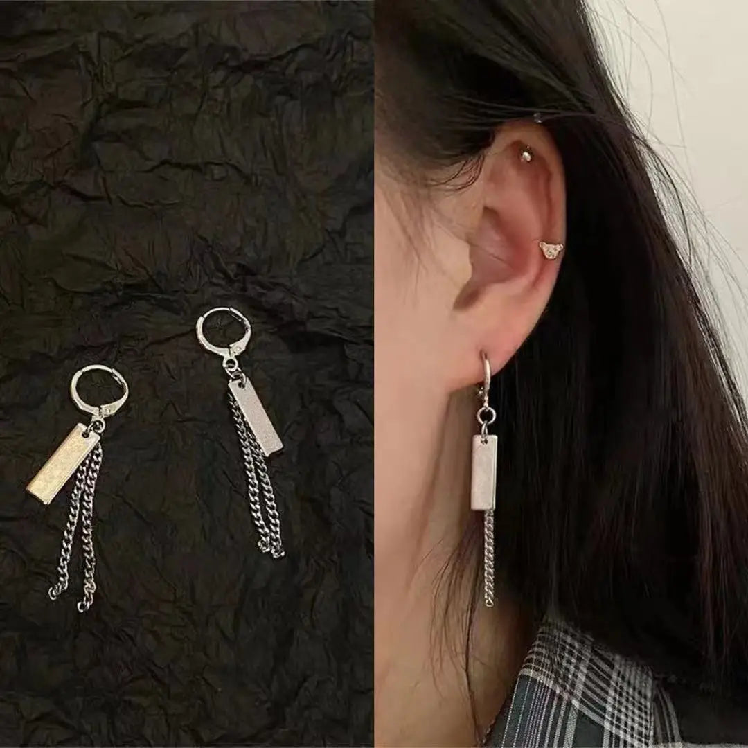 Kiss Jewelry Titanium Steel Punk Cool Men Women Ear Clip Stud Earrings Long Stick Pendant Fashion Hip Hop Drop Party Earring