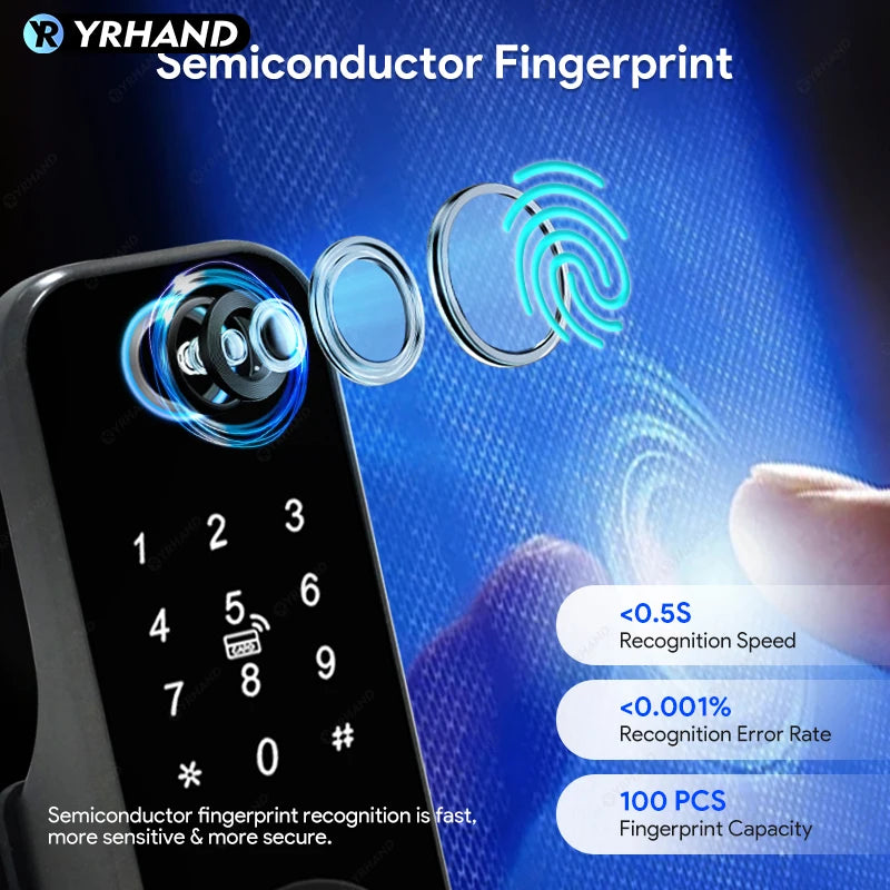 Fingerprint Lock Waterproof Tuya Wifi Remote Control Bluetooth TTLock App Mechanical Electronic Smart Door Lock For home
