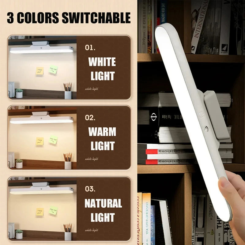 Lámpara de escritorio con interruptor de lectura remota, protección ocular LED magnético, atenuación continua de tres velocidades, recargable por USB, lámpara de aprendizaje para estudiantes