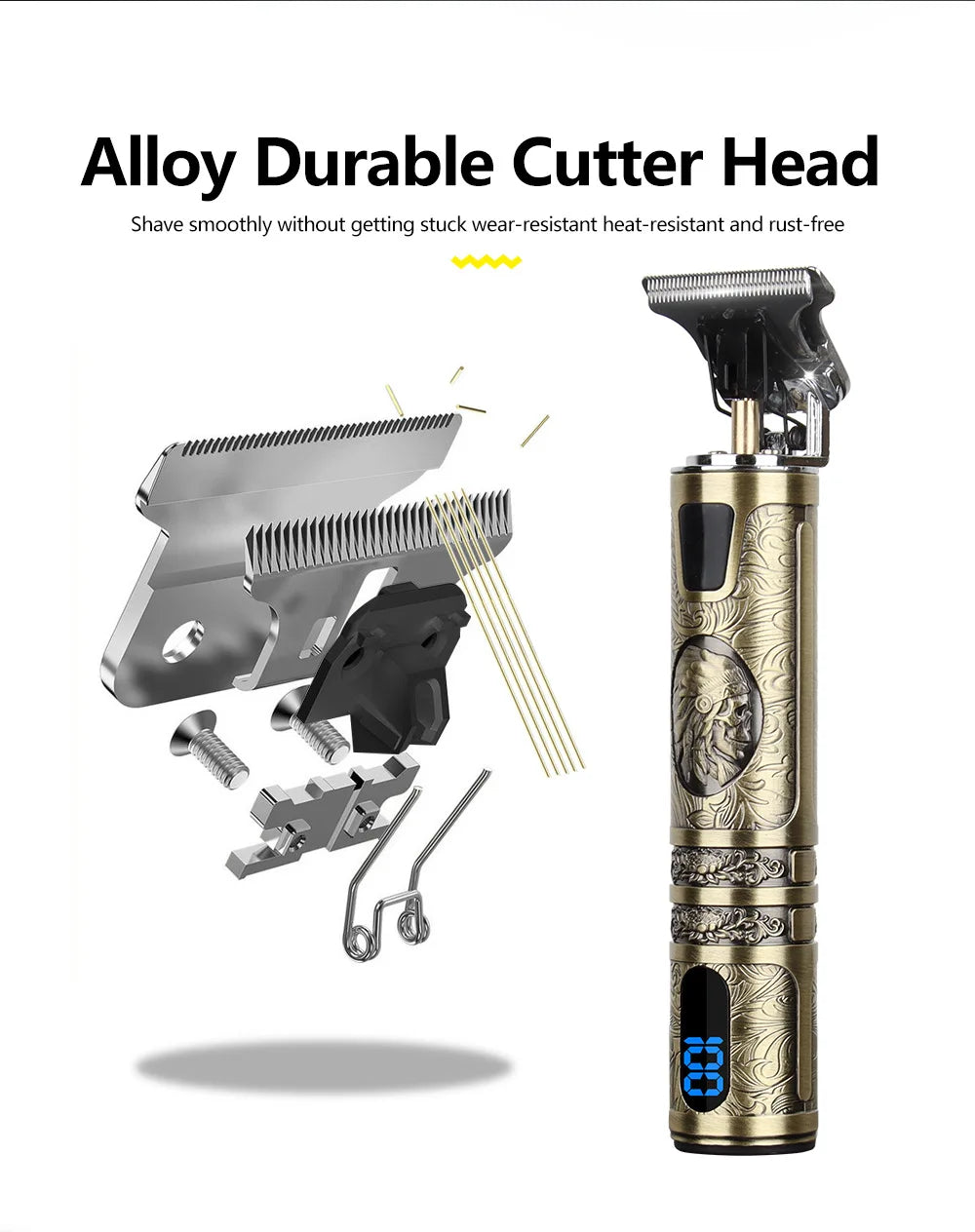 T9 LCD Electric Hair Trimmer Oil Shaving Head Electric Clipper Engraving Electric Clipper Hair Precision Trimmer for Men Care