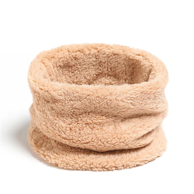 Bufanda de cachemira de color cálido con forma de anillo para invierno, de felpa sólida, gruesa, para deportes al aire libre, para hombres, mujeres y niños, con máscara facial completa y silenciador. 