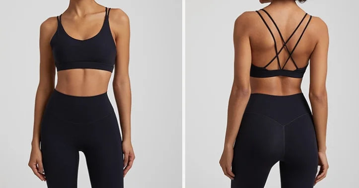 Women Gym Suit Yoga Clothes Shorts Leggings+ Bra 2-Piece Set Running Exercise Fitness Sportswear High Waist Cross Beautiful Back