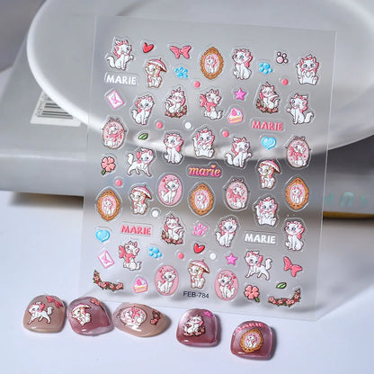Sanrio Anime 5D Nail Stickers Hello Kitty Kurome Cartoon Stickers Nail Decoration Cute Melody Nail Art Decals Nail Art Supplies