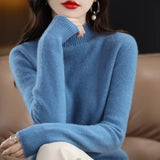 Autumn Winter Women Sweater Korean Fashion Warm Bottoming Shirts Half Turtleneck Basic Knitwear Solid Long Sleeve Pullovers 