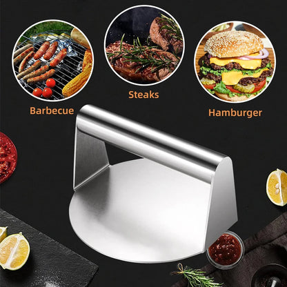 Stainless Steel Smash Burger Press Hamburger Patties Meat Masher Circular Meat Press Mold for Deli Meats Kitchen Accessories