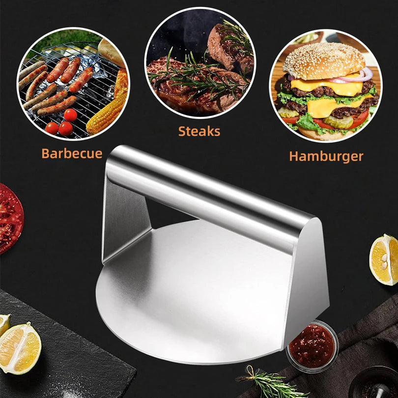 Aço inoxidável smash hambúrguer imprensa hambúrguer patins carne masher circular imprensa de carne molde para deli carnes acessórios de cozinha