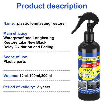 Restaurador de plástico para carro, produtos de limpeza de carro com brilho preto, restauração de couro plástico, polimento automático e reparo, renovador de revestimento