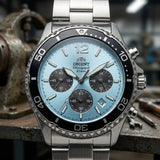 Relógio masculino cronógrafo solar diver em aço inox a prova de agua 200mm