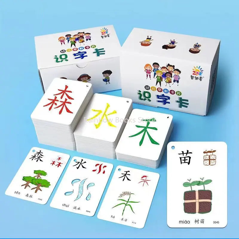 250 Pcs/Set Kid Learning Chinese Language Words Literacy Cards Baby Learning Card Memory Game Educational Toy Card for Kids