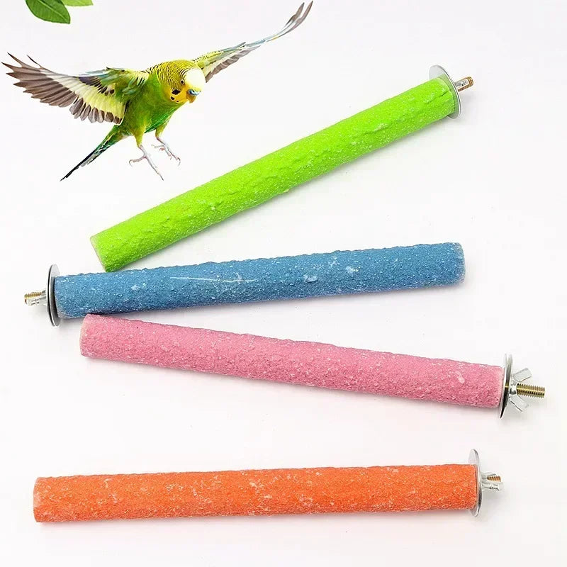 Barra para afilar picos y garras de pájaro, palo de pie, estación para loros, suministros para pájaros, soporte para afilar garras de loro, accesorios para jaulas