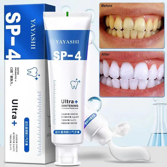 Pasta dental probiótica para caries, reparación rápida, limpieza, blanqueamiento, elimina placa amarilla, protege encías, reduce manchas dentales y deja un aliento fresco.