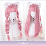AS Long Straight Black Synthetic Wig For Women With Bangs Black Cosplay Lolita Wigs Heat Resistant Natural Hair