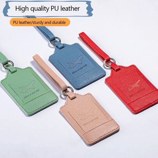 Portable PU Leather Luggage Tags Suitcase Address Label Baggage Boarding Bag Tag Anti-Loss Pendants Travel Accessories