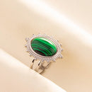 1pc Green Turquoise Ring Hippie Stainless Steel Silver Color Charm Opening Adjustable Ring Women Chunky Bohemian Party Jewelry