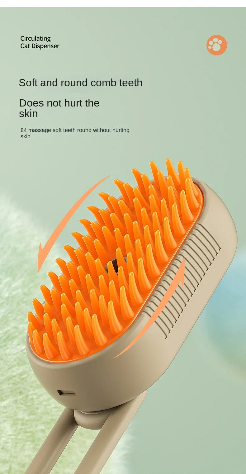 3-in-1 Dog and Cat Electric Brush Cleaning Steam Brush Spray Massage Comb Retractable Handle Pet Grooming Hair Removal Brush