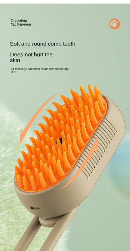 3-in-1 Dog and Cat Electric Brush Cleaning Steam Brush Spray Massage Comb Retractable Handle Pet Grooming Hair Removal Brush