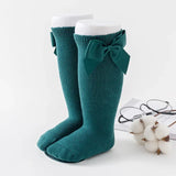 Knee High Princess Socks infantil, material de bebê, recém-nascido, infantil, meias, arco, algodão, Mid-tube, crianças, meninas, outono, inverno