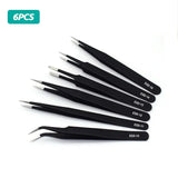 Pinzas antiestáticas ESD de acero inoxidable, herramienta curva de precisión para mantenimiento, reparación industrial, trabajo doméstico, modelo de herramienta manual. 