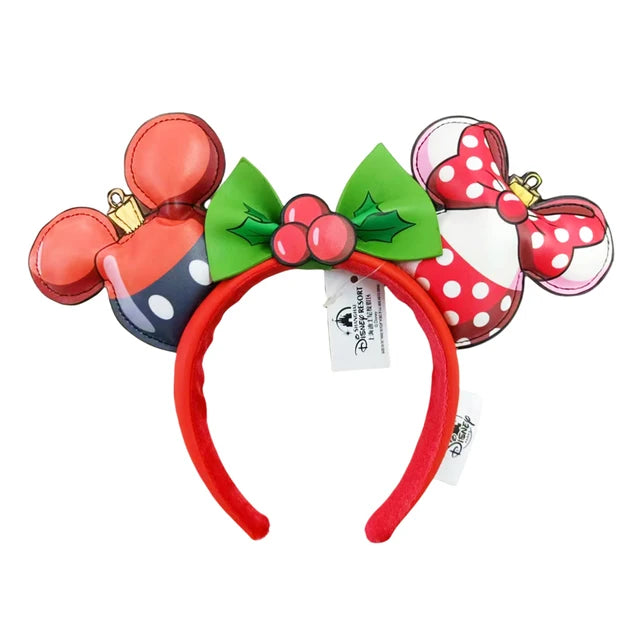 Diadema con orejas de Minnie y lazos grandes de Disney, ideal para disfraz de cosplay, de peluche, para adultos y niños. 