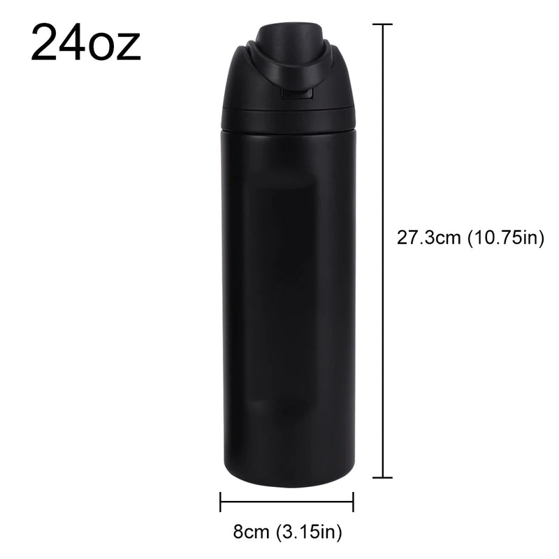 Copo de água portátil com palha e alça, garrafa esportiva, aço inoxidável 304, garrafa de vácuo de viagem, copo térmico, 32 oz, 24 oz, 19oz