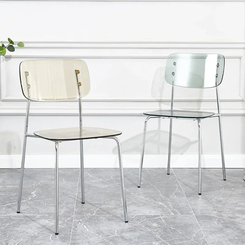 Modern Simple Household Transparent Dining Chair Backrest Single Person Leisure Net Red Table Plastic Chair Makeup Chairs  стул