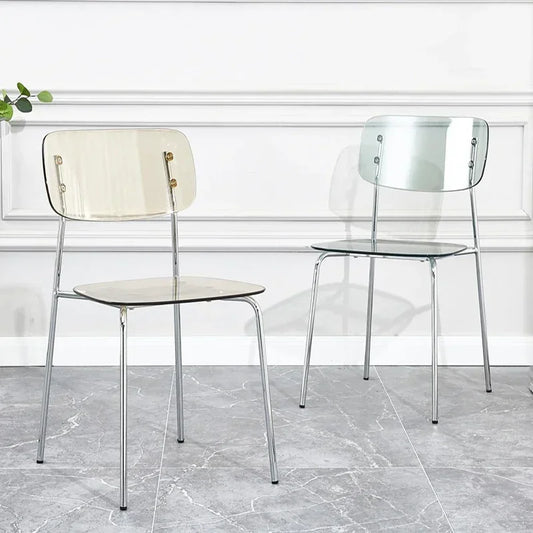Modern Simple Household Transparent Dining Chair Backrest Single Person Leisure Net Red Table Plastic Chair Makeup Chairs Stool
