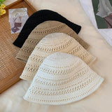 Summer Bucket Hat Fisherman Hat Women Hollow Out Sun Hat Outdoor Casual Versatile Panama Hats Crochet Foldable Caps Beach Cap
