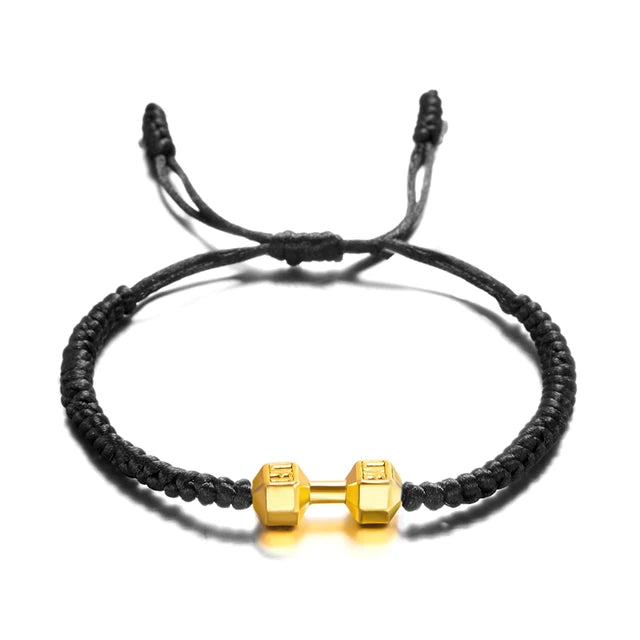 Adjustable Dumbbell Bracelet for Men and Women, Handmade Bracelet, Gold and Silver, Fitness and Energy Jewelry 