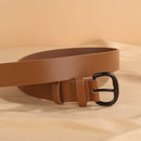 Women's Casual Leather Belt with black Buckle Versatile Waist Accessory for Jeans and Everyday Outfits