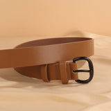 Women's Casual Leather Belt with black Buckle Versatile Waist Accessory for Jeans and Everyday Outfits