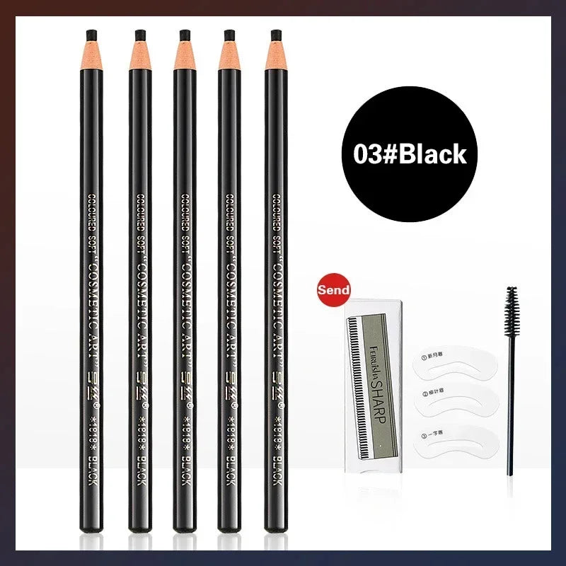 Waterproof Art Tint Makeup Eye Brow Pen 5pcs Professional Microblading Pencil Eyebrow Tattoo Tint Enhancers Cosmetic Wholesale