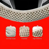 Elastic Elastic Steering Wheel Cover, Warm in Winter, Cool in Summer, Universal 15 Inches (About 38.1 Cm), Microfiber Breathable