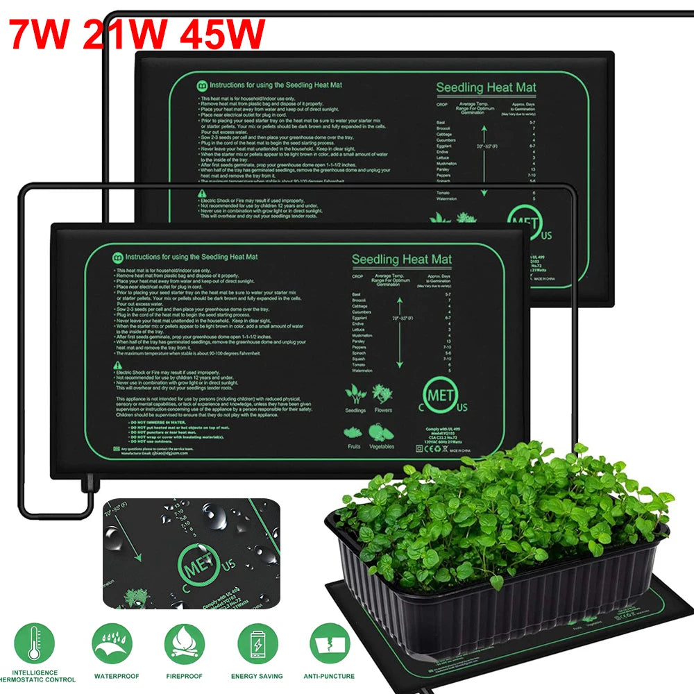 Esterilla térmica para plántulas de 10/25/50 cm, almohadilla térmica impermeable para germinación de plantas de interior, esterilla de propagación de clones, enchufe UE/EE. UU./AU/RU