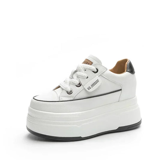 Fujin 9cm Cow Suede Genuine Leather Women Vulcanized Shoes Platform Wedge Skate Boarding High Brand Heels Casual Summer Shoes