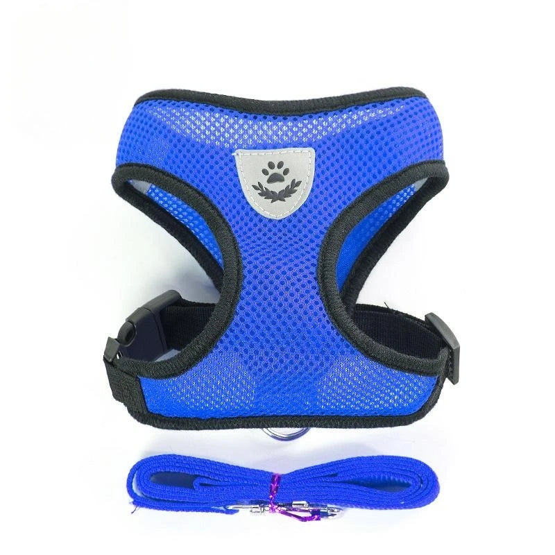 Arnés para perros y gatos con correa ajustable, malla de poliéster, transpirable, reflectante, para perros pequeños, accesorios para gatos.