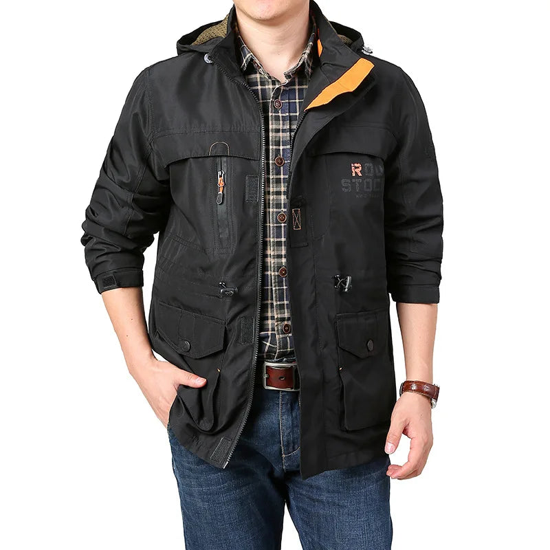 Chaqueta táctica cortavientos para hombre, impermeable, con capucha, para exteriores, deportiva, militar, talla europea, S-5XL, para escalada de campo, ropa fina
