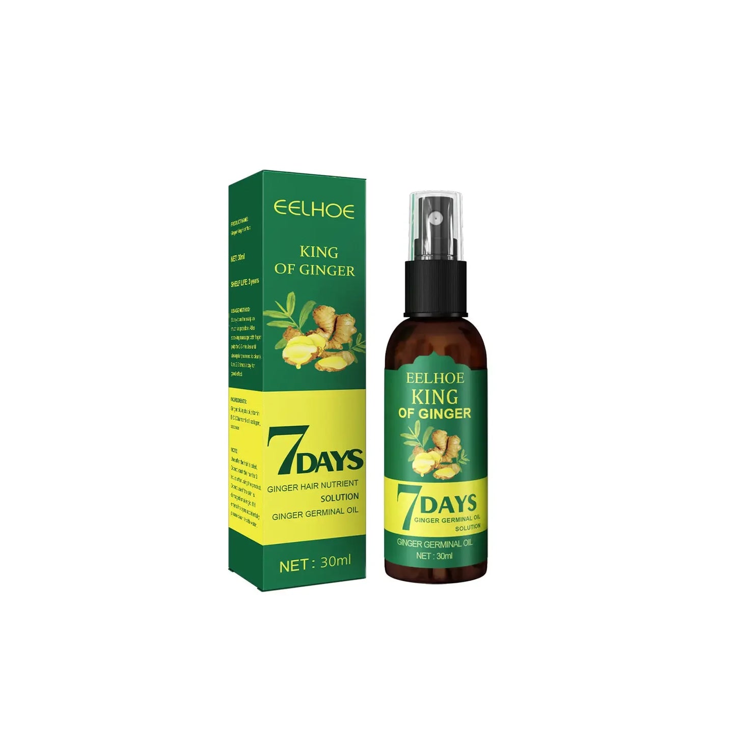 Óleo essencial de crescimento rápido e eficaz do cabelo, gengibre, prevenção da queda de cabelo, tratamento do couro cabeludo, produtos capilares mais grossos para homens e mulheres, 50ml
