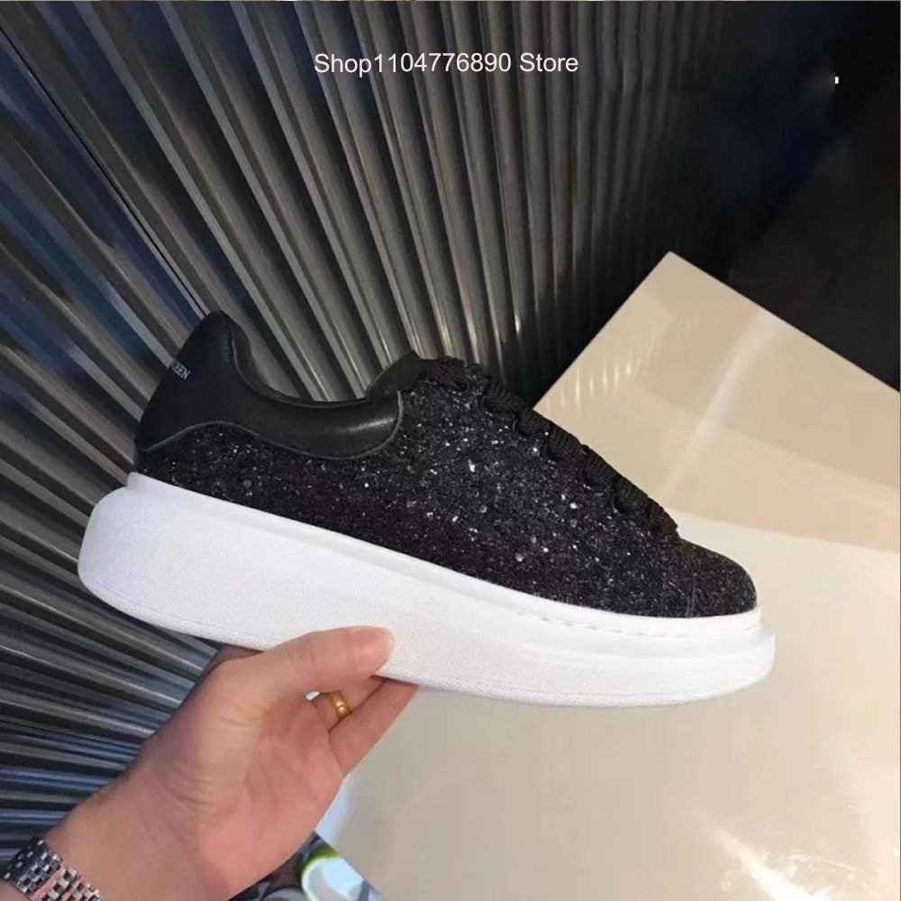 New all-match fashion white shoes men and women thick-soled height-increasing shoes casual couple sports shoes